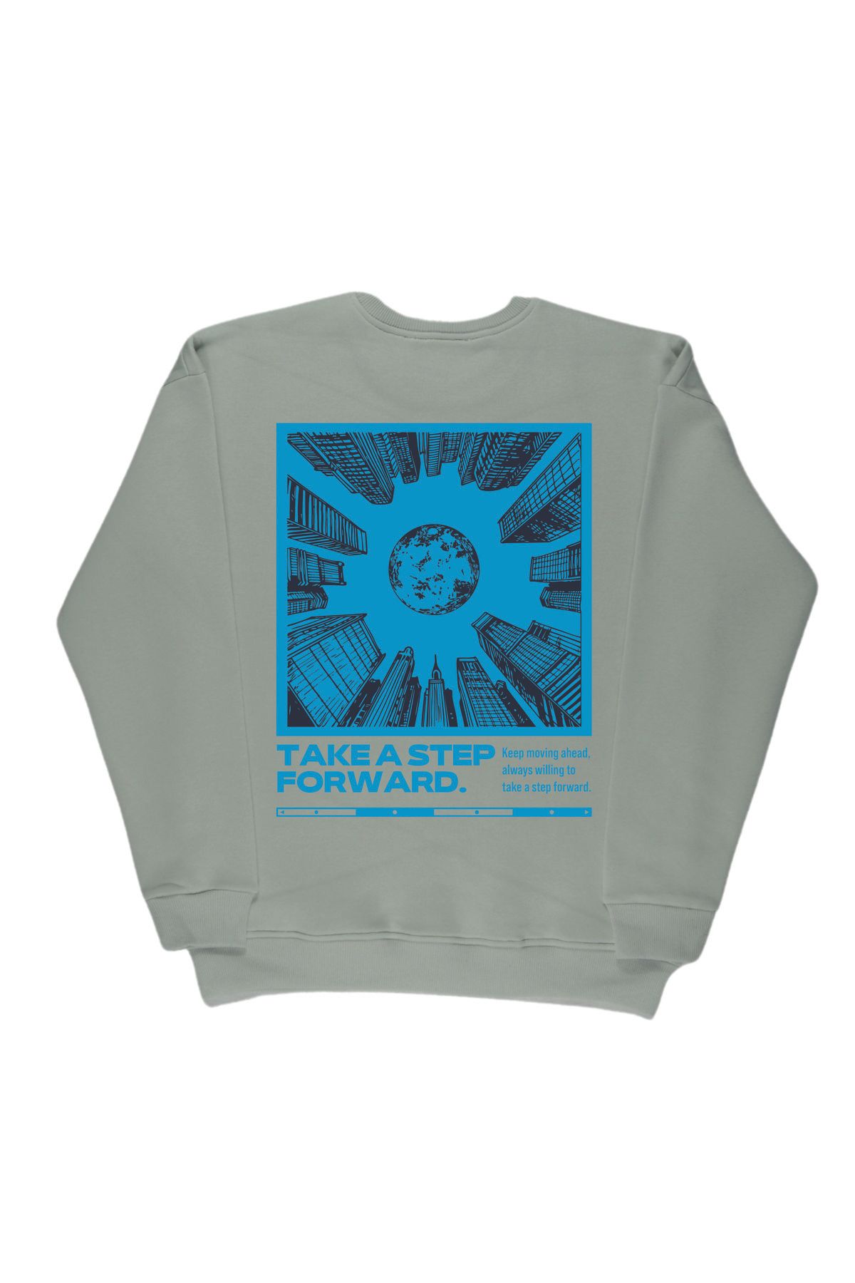 By Caspita Fashion Lenithra Take a Step Forward Sırt Baskılı Unisex Oversize Gri Sweatshirt