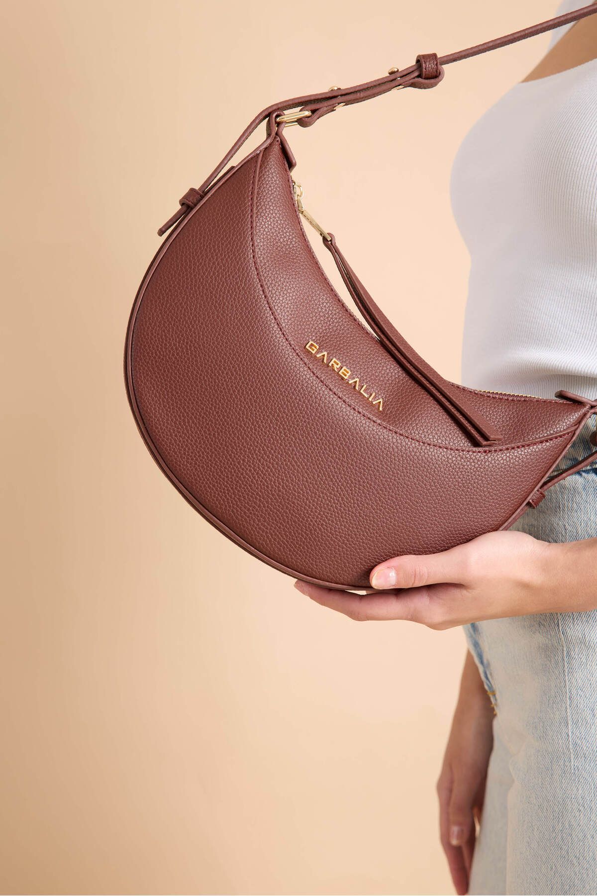 Garbalia-Santorini Women's Oval Claret Red Shoulder Bag with Zipper Lock and Adjustable Strap Pocket Compartment 5