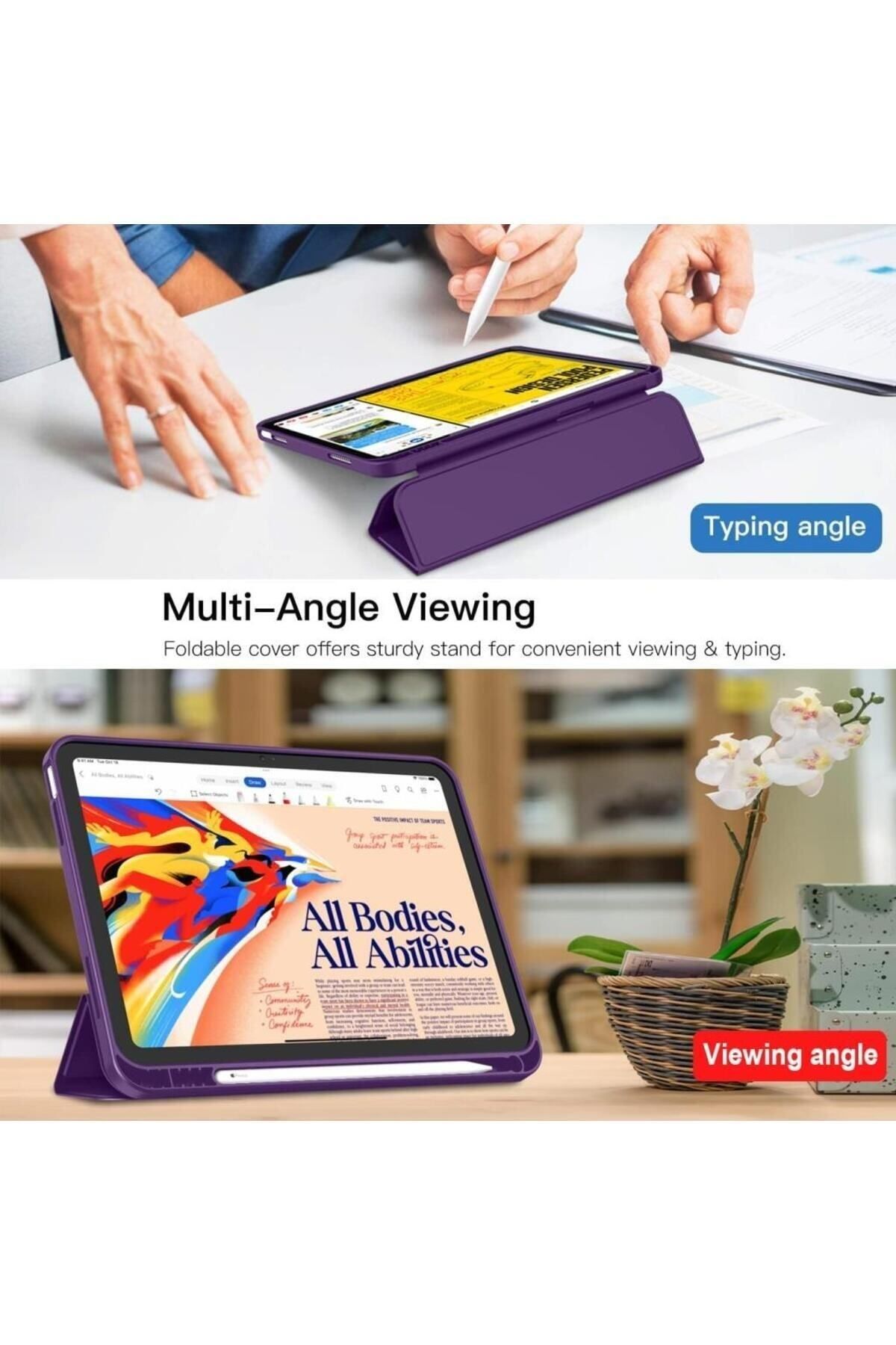 UnDePlus-iPad 10Generation 10.9 Compatible Case with Pen Compartment Smart Case A2696 A2757 A2777 (NOT AIR) 5
