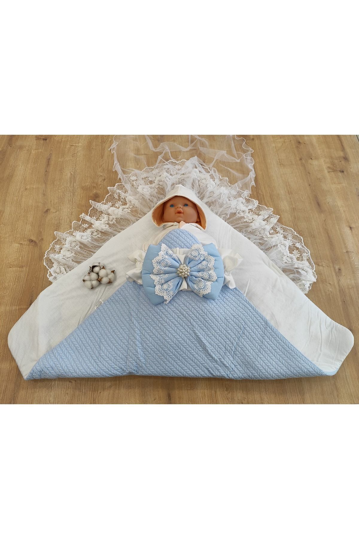 Tomuycuk Triko Örgü Bebek Kundağı Unisex Bebek Dış Kundak Battaniyesi Hastane Çıkışı Kundak Battaniye fotoğrafı 3 (önizleme)