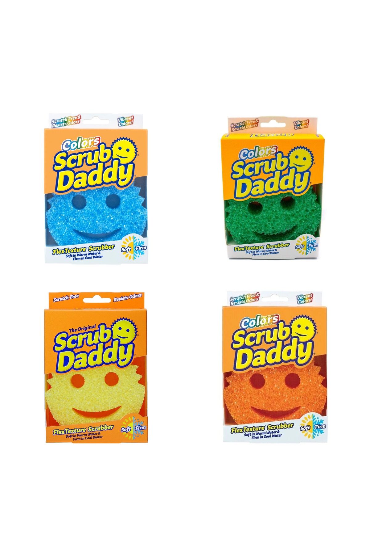 Scrub Daddy-Flextexture All Purpose Scrubber, Scratch Free, Resist Odors, Assorted, 6 Count (Combo) 1