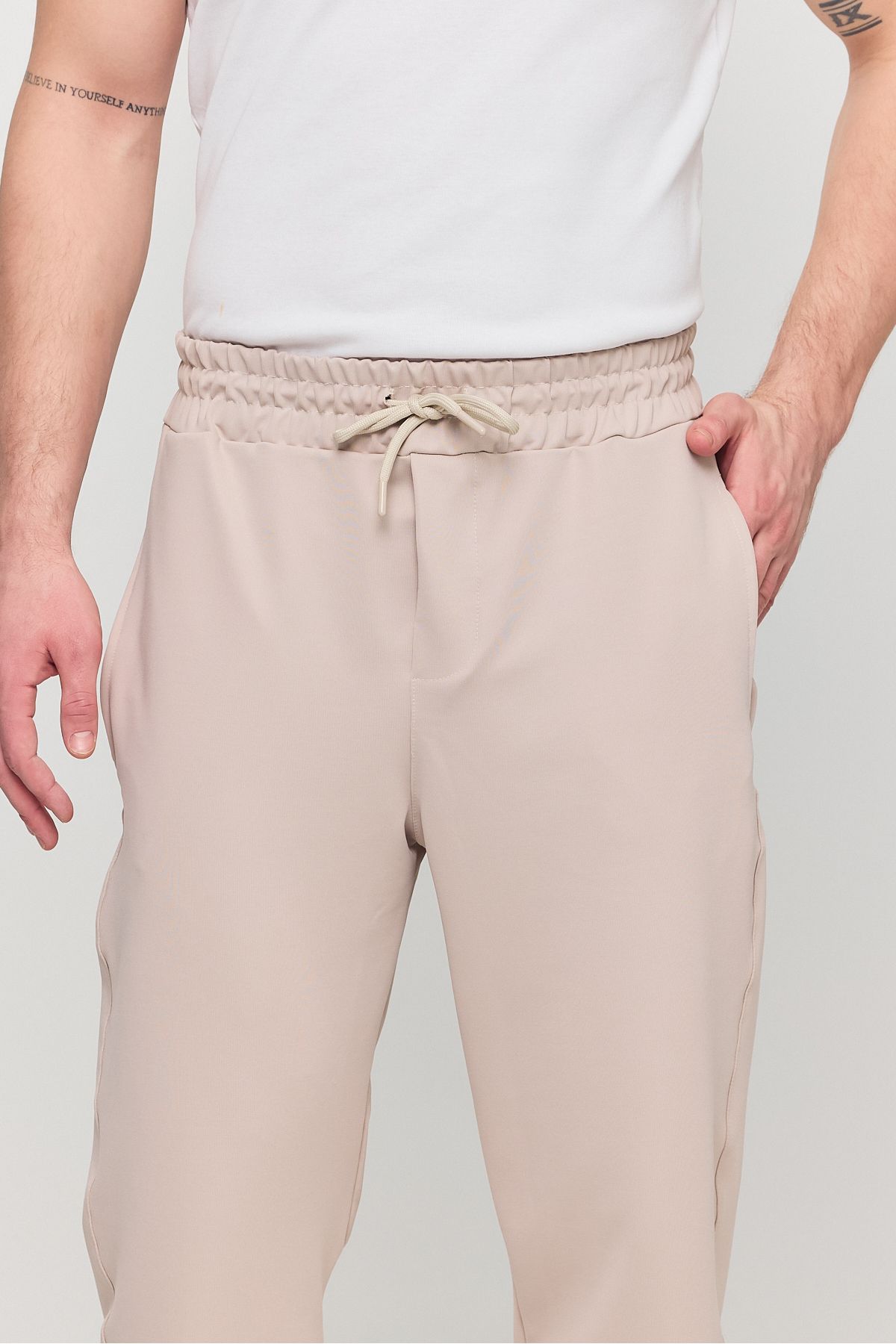 YXC Trend Maker-Men's Slim Fit Elastic Waist Drawstring Lycra Comfortable Jogger Pants 3