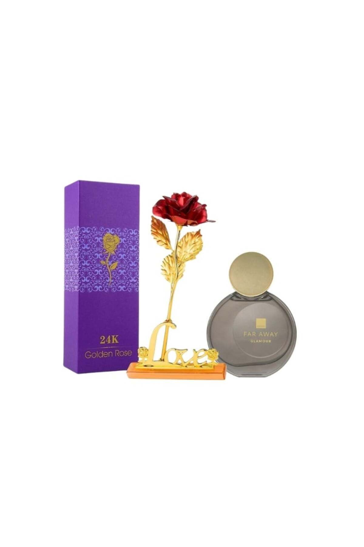 AVON Trandafir Rosu Cu Suport + Far Away Glamour Femeie - One Size