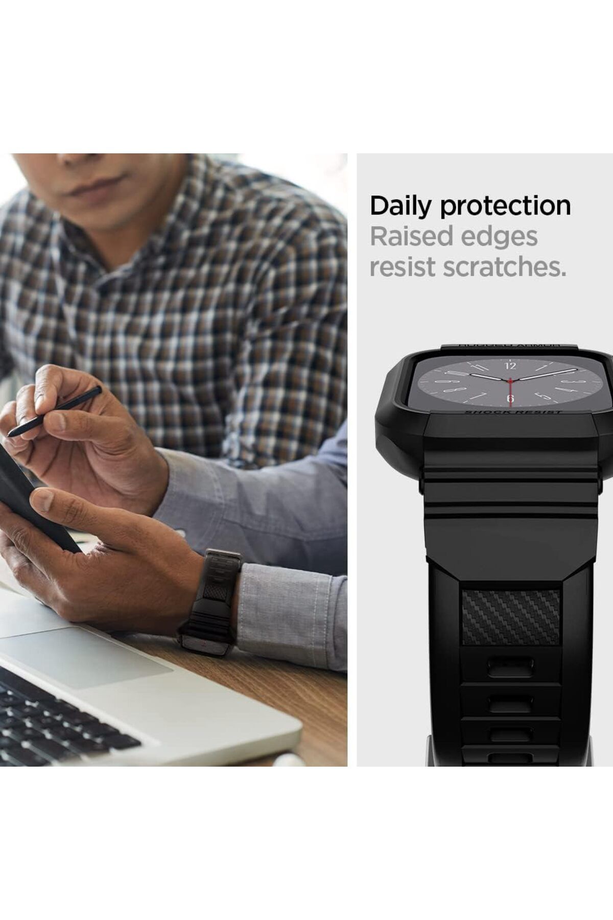 Spigen-Rugged Armor Pro - حافظة Apple Watch مع حزام، متوافقة مع سلسلة 9/8/SE2/7/6/SE/5/4 45 مم/44 مم 8