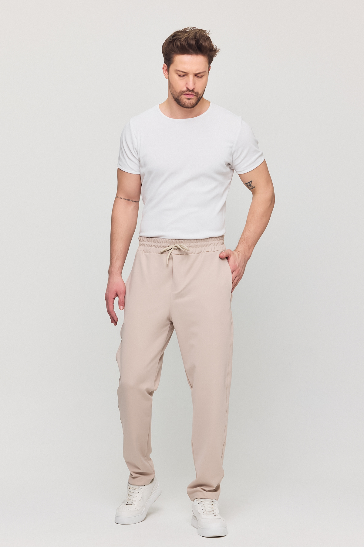 YXC Trend Maker-Men's Slim Fit Elastic Waist Drawstring Lycra Comfortable Jogger Pants 5