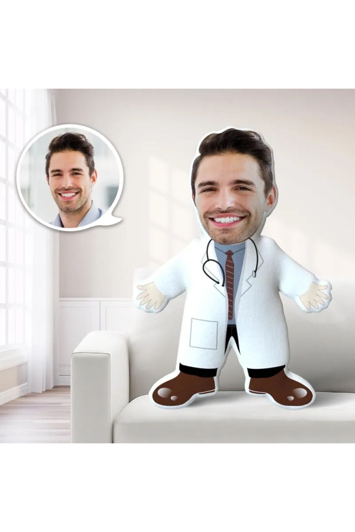 Hediye Molası Kişiye Özel Doktor Şekilli Bez Bebek Yastık