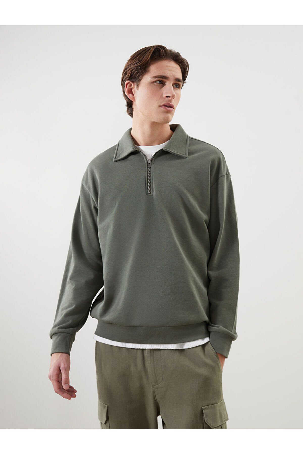 LC Waikiki Polo Yaka Uzun Kollu Erkek Sweatshirt