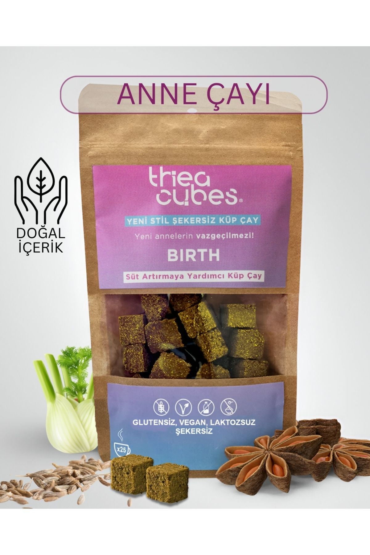 Thea Cubes BIRTH ( Anne Sütü Arttırmaya Yardımcı, Anasonlu Kimyonlu Rezene Küp Çayı )