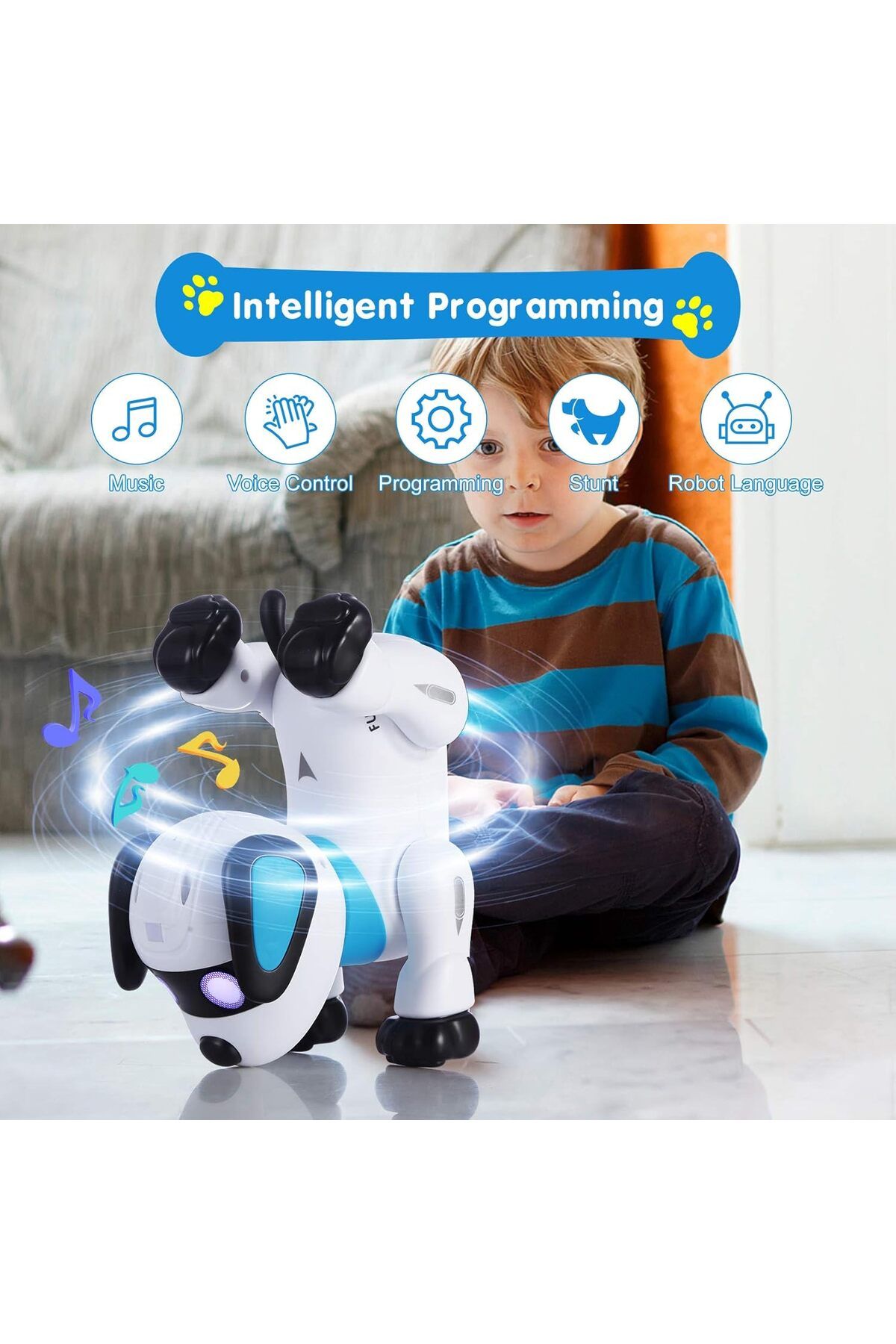 AWH-RC Robot Dog Toy, Programmable Dancing Robot with LED Eyes, Interactive Pet for Kids 8