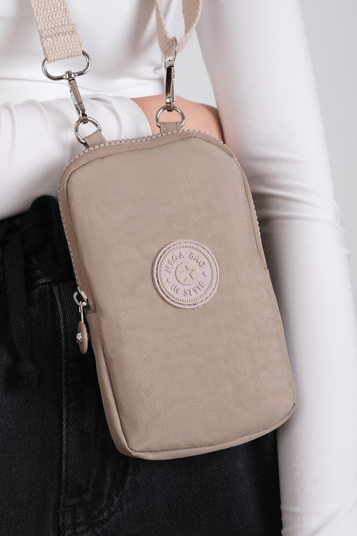 M 226 Mega Bag Krinkıl Kumaş Unisex Küçük Omuz Çantası, Telefonluk