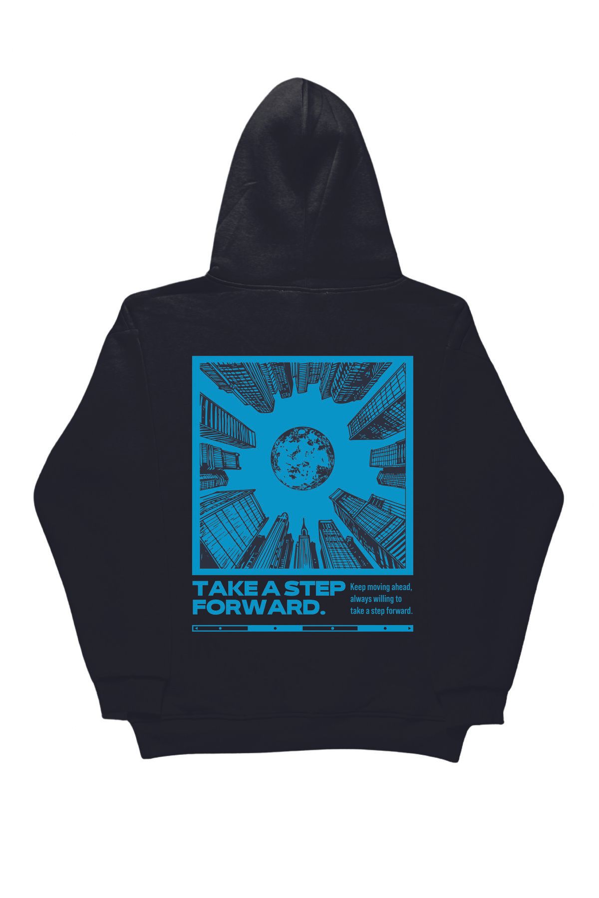 By Caspita Fashion Lenithra Take a Step Forward Sırt Baskılı Unisex Oversize Siyah Hoodie