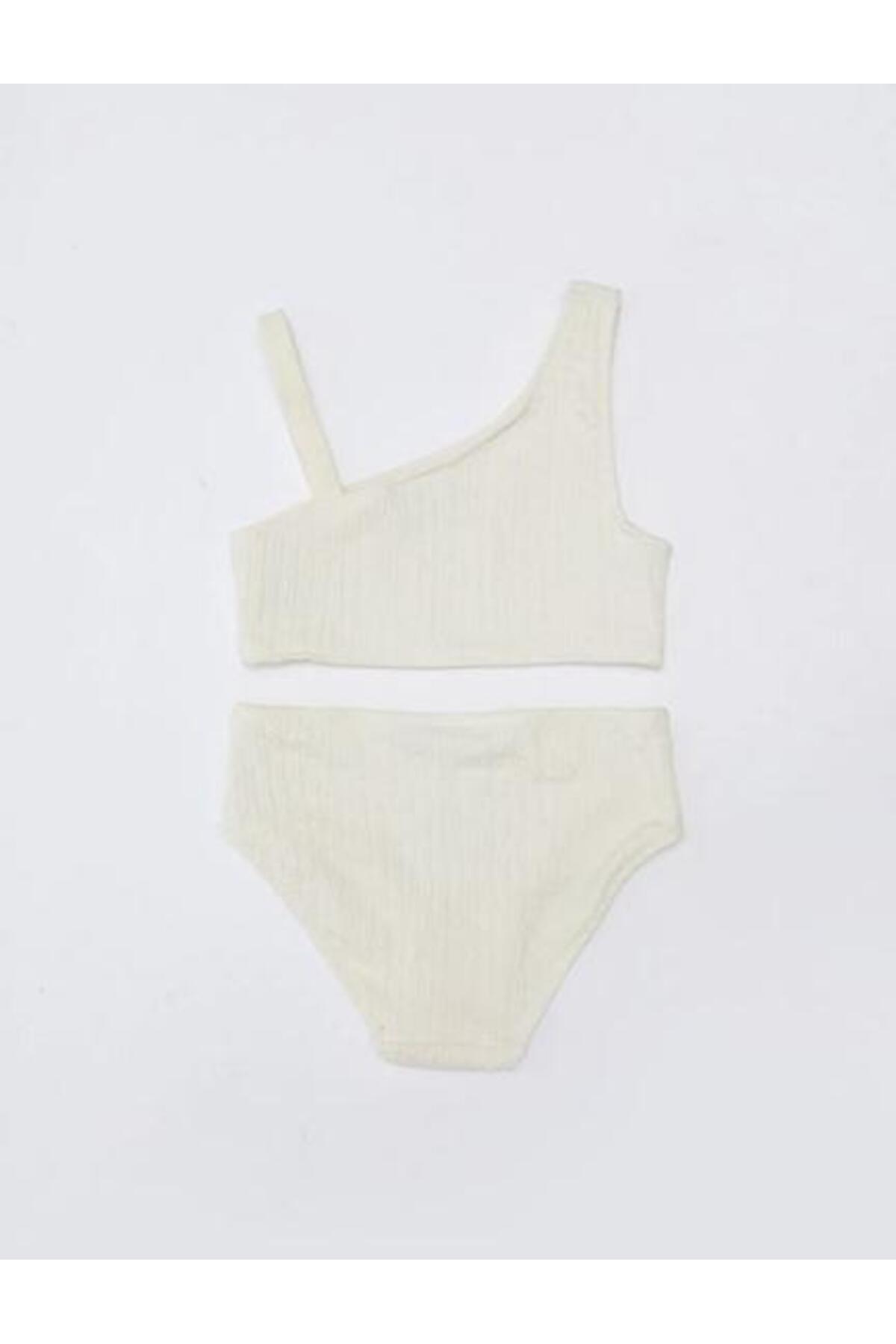 DEEP BEACH-Textured Fabric Girl's Bikini Set 2