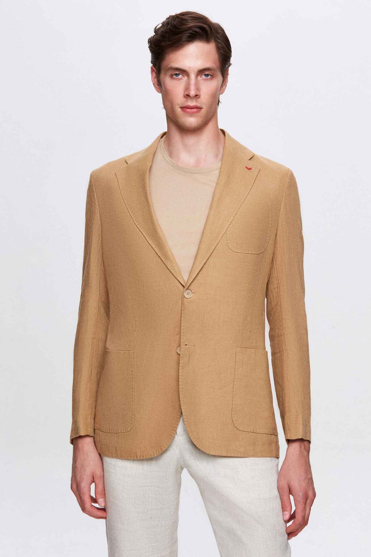 D'S Damat Ds Damat Regular Fit Bej Düz Kumaş Ceket