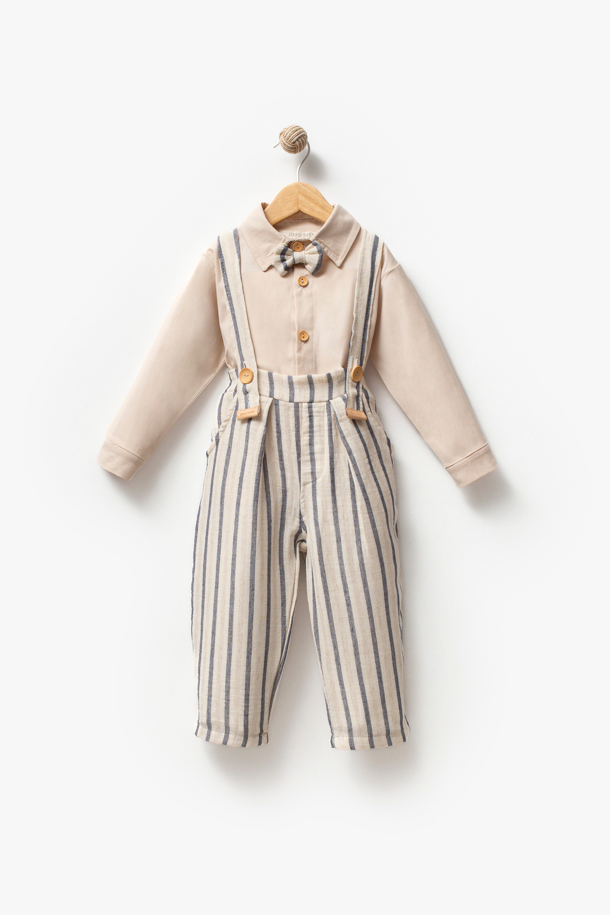 Jikko Baby Askılı Müslin Salopet Gömlek Bebek Takım 9067 fotoğrafı 5 (önizleme)