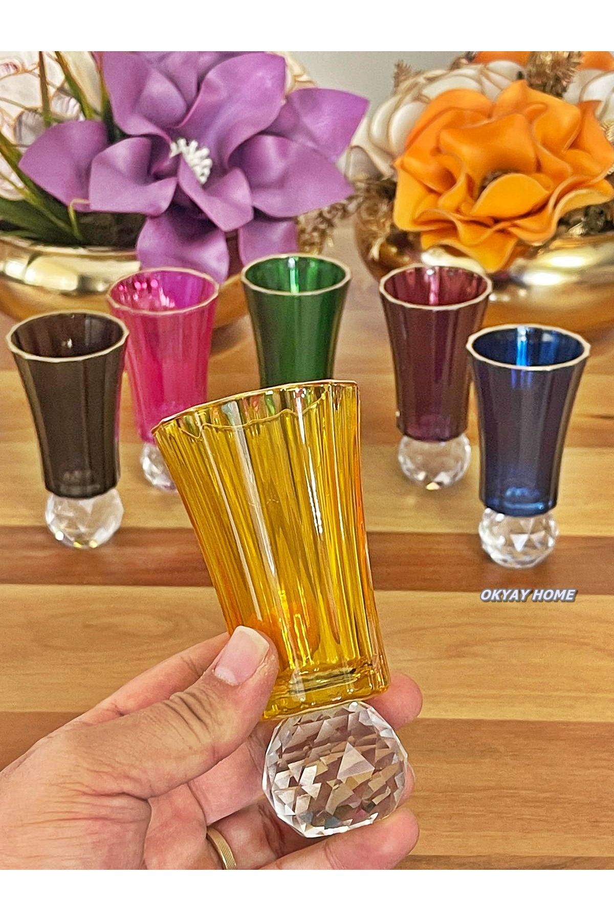 P&ORA PREMIUM KITCHEN PRODUCTS-كرة كريستال ماسية ذات 6 ألوان مفصلة مذهبة للقهوة والزجاج المائي هدية مهر عرض فاخر 3