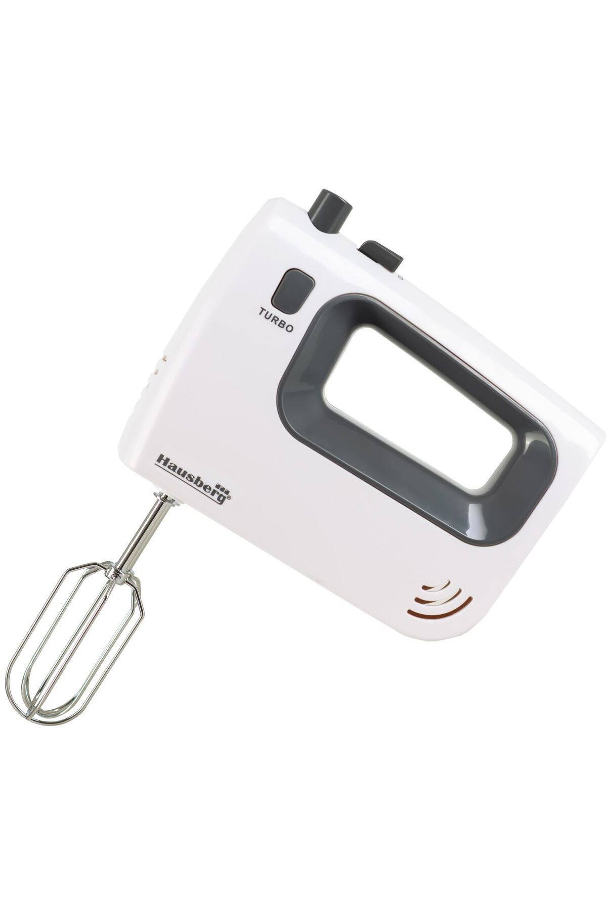 Hausberg-Hausberg HB-4120AB Hand Mixer, 300W, 5 Speeds, Turbo Function, Metal Beaters and Hooks, White/Gray 1