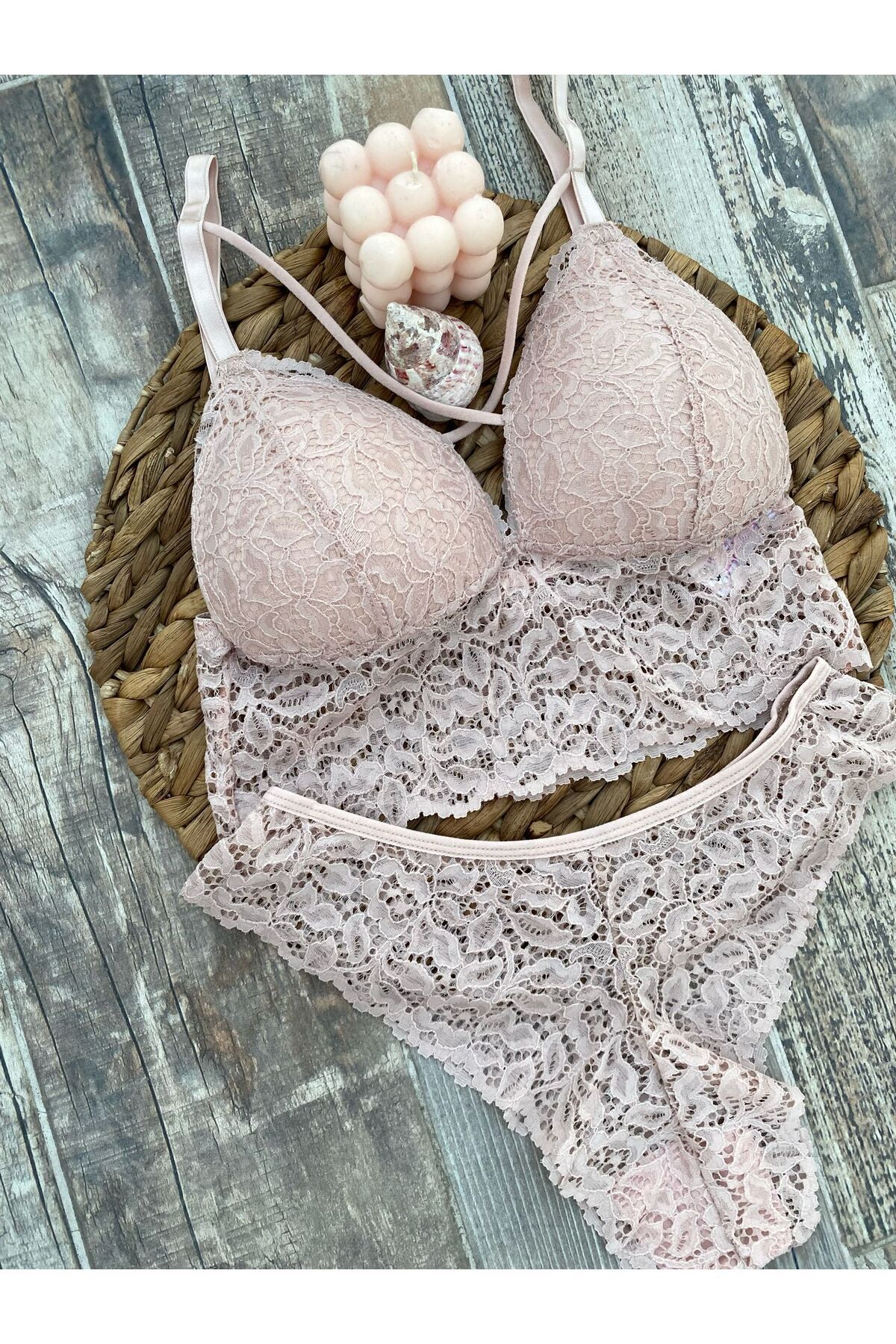 Baf Collection Dantel Çapraz İp Detaylı Sexy Sütyen Takım