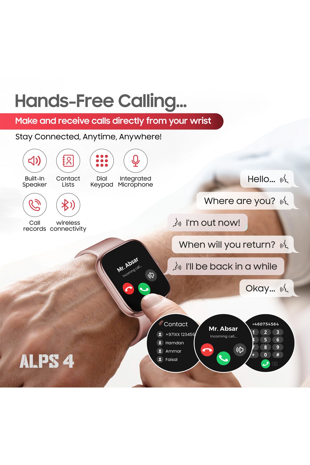 Swiss Military-ALPS4 Smartwatch 1.75” AMOLED,BT Calling,Fitness Tracker, IP67, 7-Day Battery,iOS/Android Compatible 5
