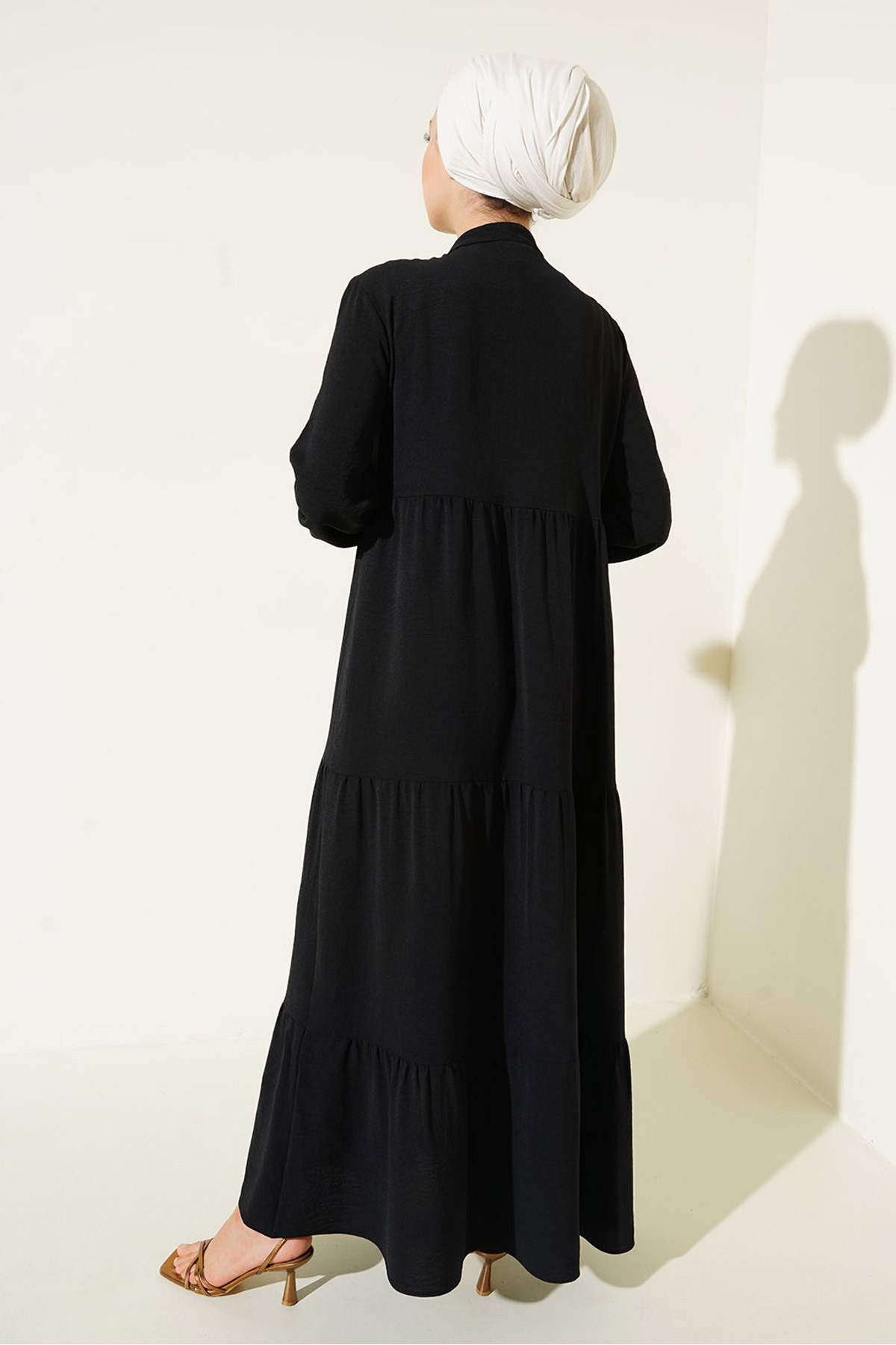 Bigdart-1627 Model Guler Rochie Hijab Neagră cu șireturi - Colecția Ramadan 6