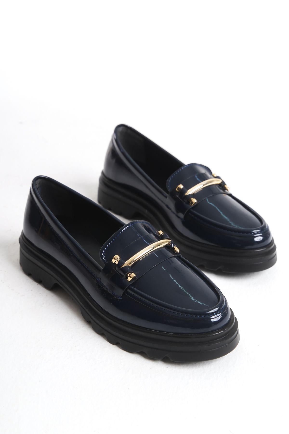 Shoesers Kadın Hafif ve Kalın Tabanlı Günlük Casual Oxford, Toka Detaylı Loafer Ayakkabı
