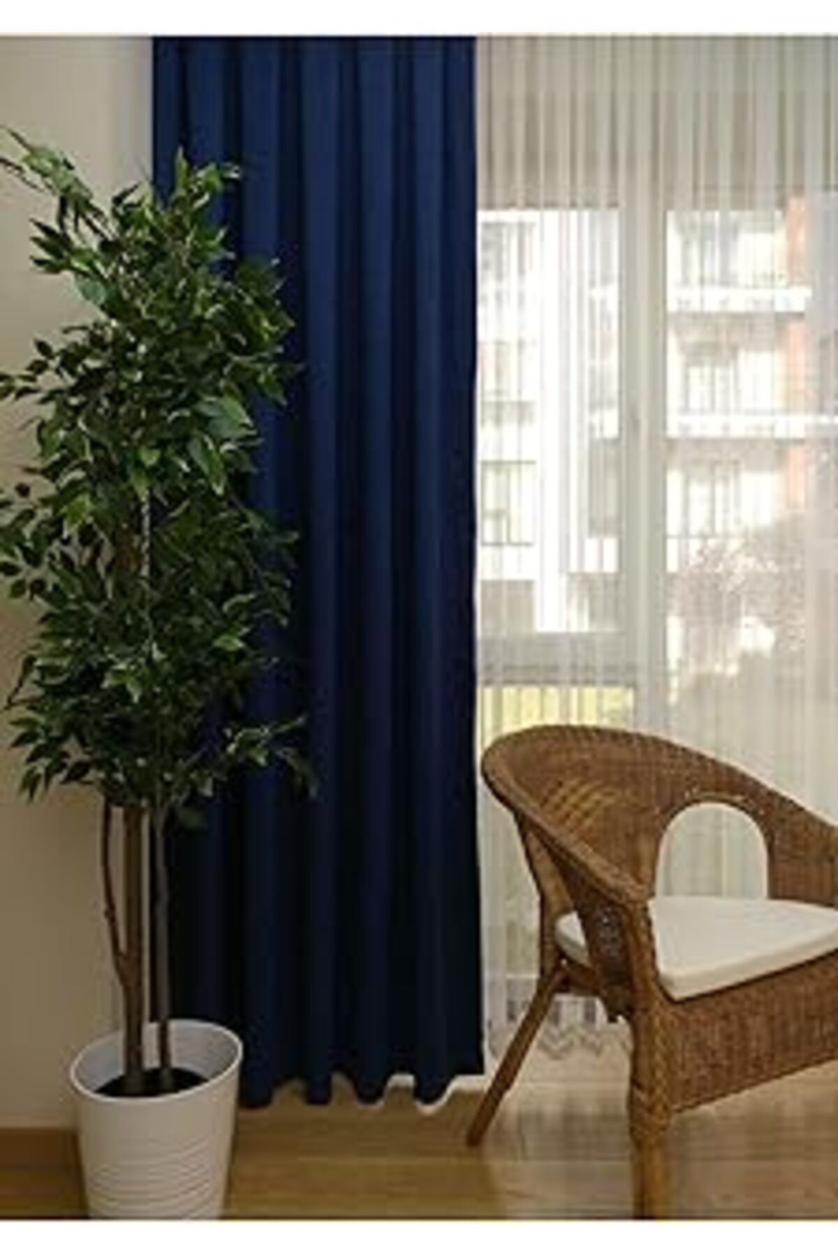 Pazarcan Ev Depo Home Lacivert Düz Renk Pilesiz Fon Perde Ekstraforlu Düz Dikim Tek Kanat Evdadalcvrt004, La