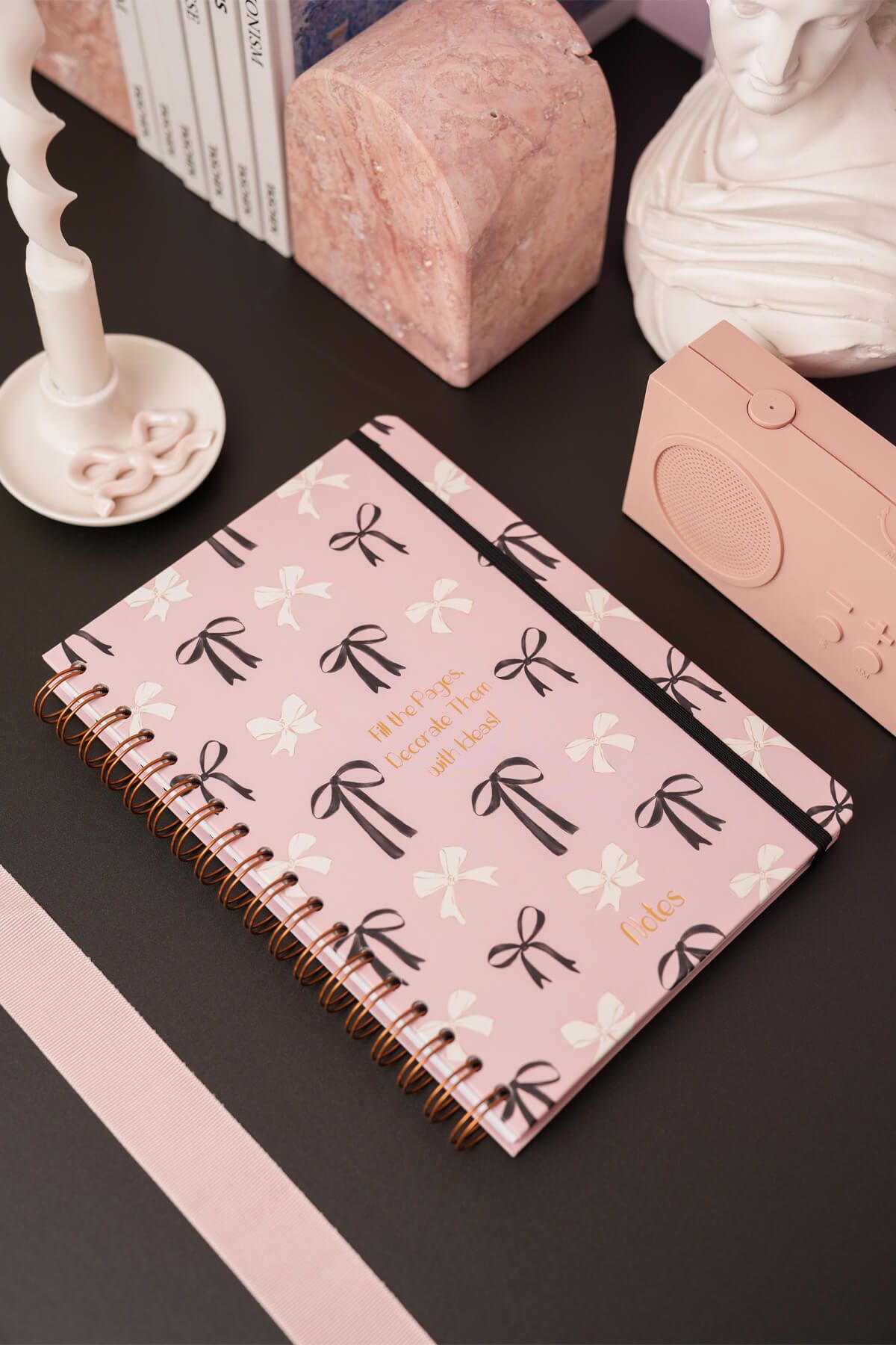 Matt Notebook-B5 17X24 cm Spiral Elastic Dotted Undated Notebook Bows 4