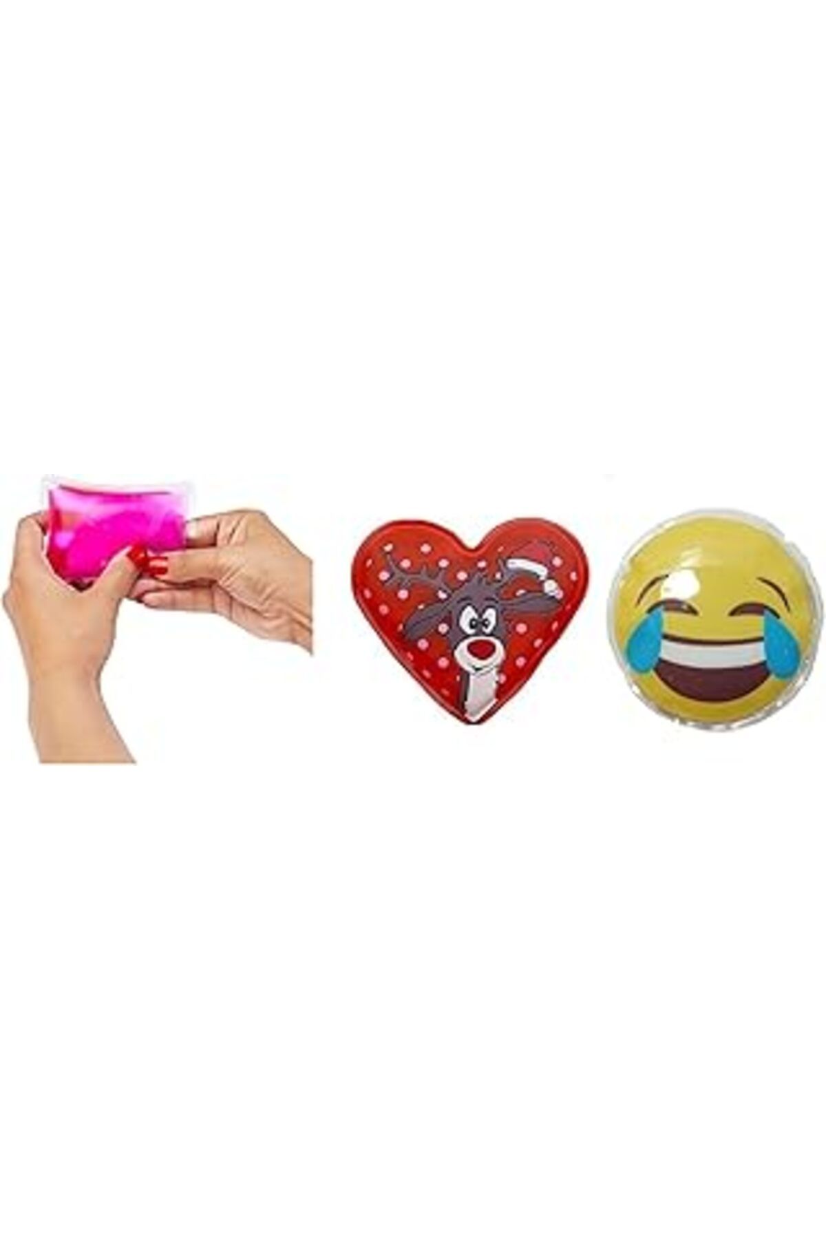 Mu Art Ahşap Bosphorus Homi Gülen Emoji Kirmizi Geyik Cep Sobasi,el Isitici,2 Adet Sicak Su Torbasi Pvc 9cm
