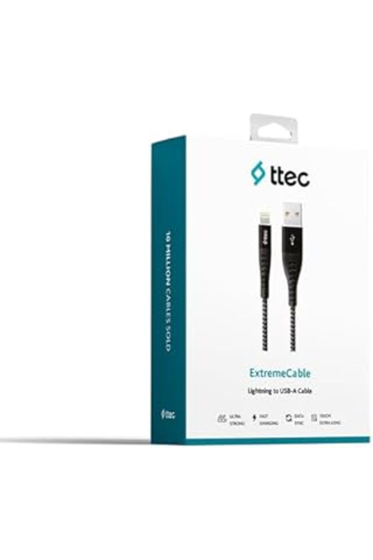 Pazarcan Ttec Extremecable Ekstra Dayanıklı Usb-A - Lightning Şarj Kablosu 100Cm Siyah