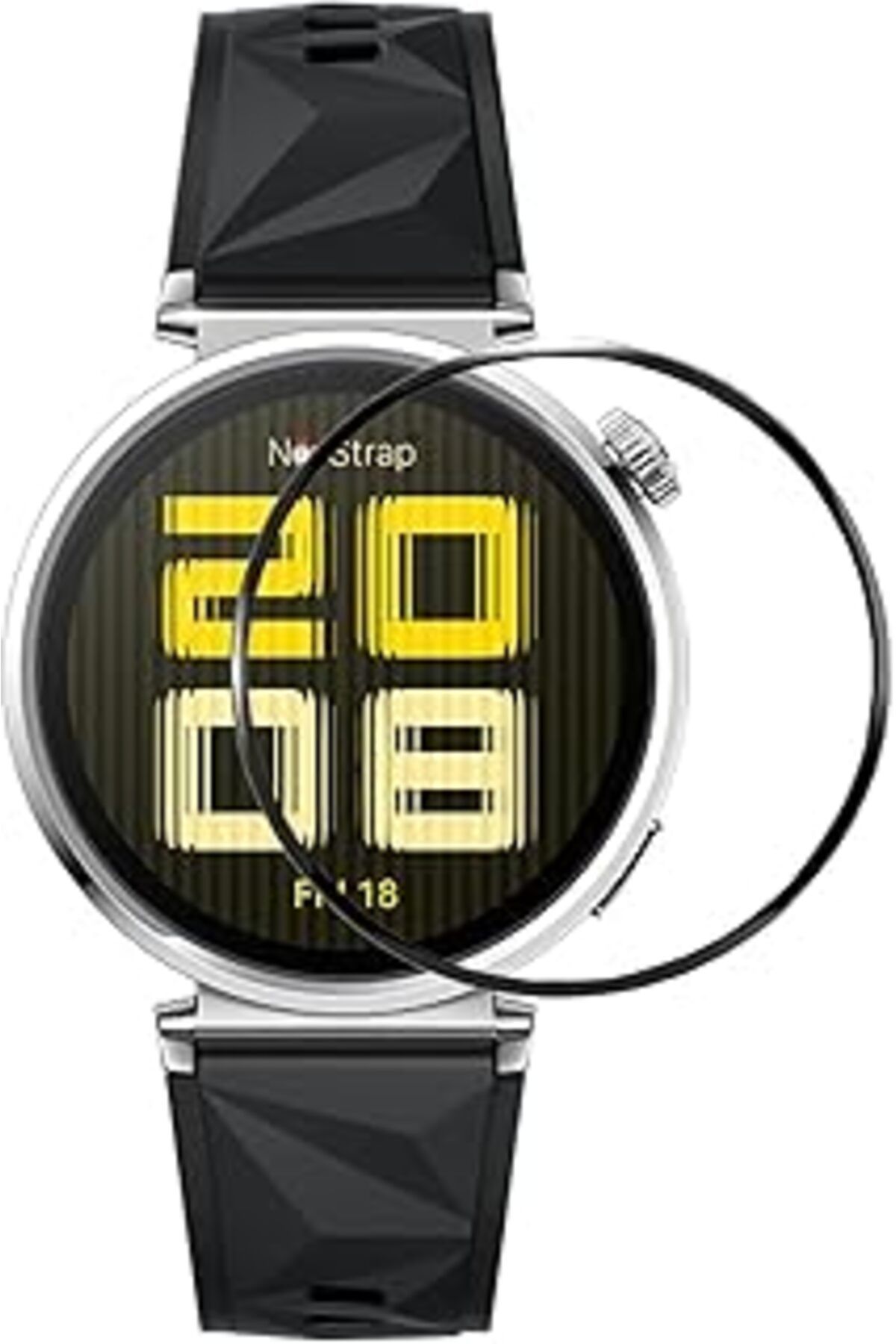 Mu Art Ahşap Ekran Koruyucu Huawei Watch Gt5 Ile Uyumlu 46Mm Tam Kapatan Ppma Nano Black Hd Şeffaf