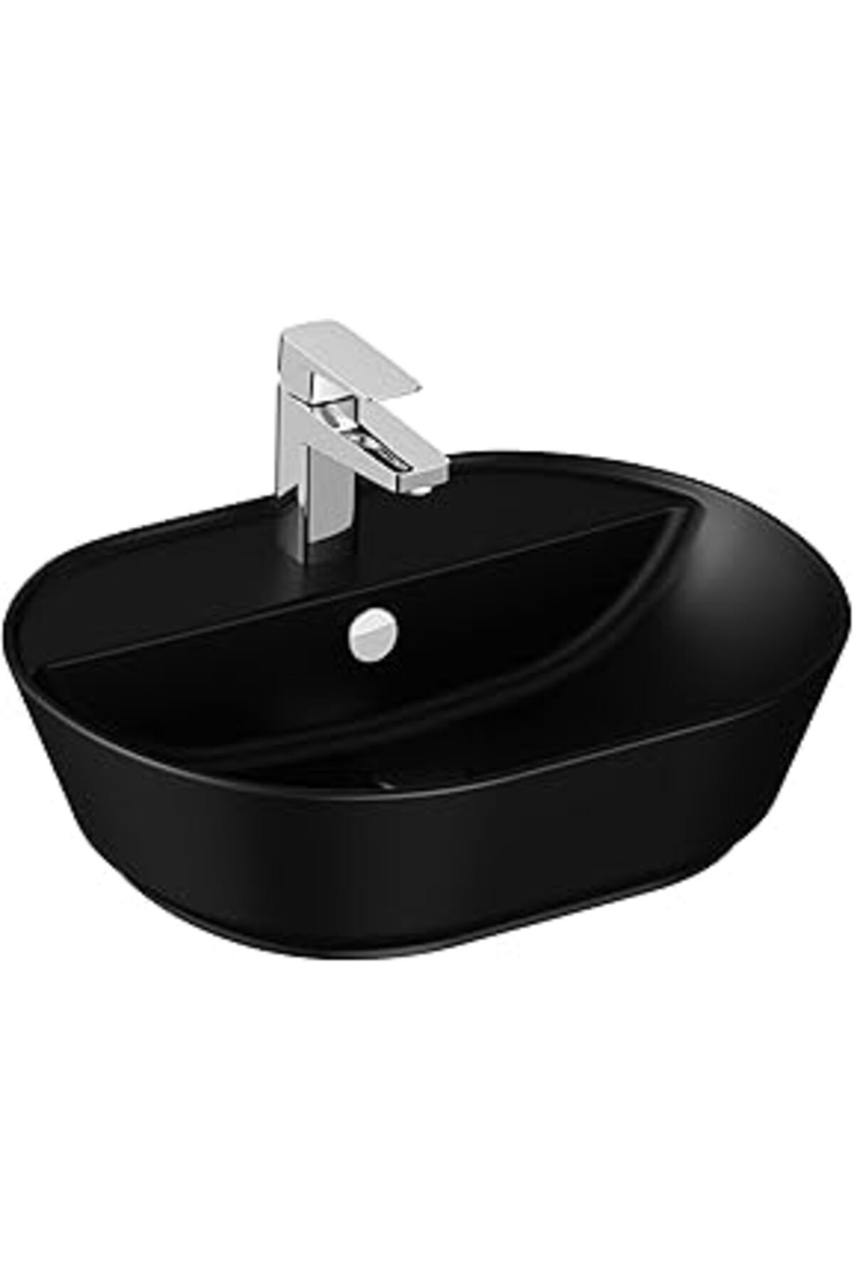Pazarcan Vitra Geo 7428B083-0001 Oval Çanak Lavabo 55 Cm, Mat Siyah