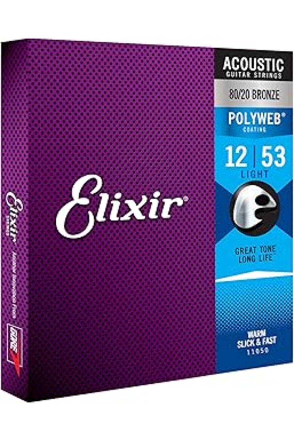 Pazarcan Elixir® Saiten 80/20 Bronze Akustik-Gitarrensaiten Mit Polyweb® Beschichtung, Light (.012-.053)