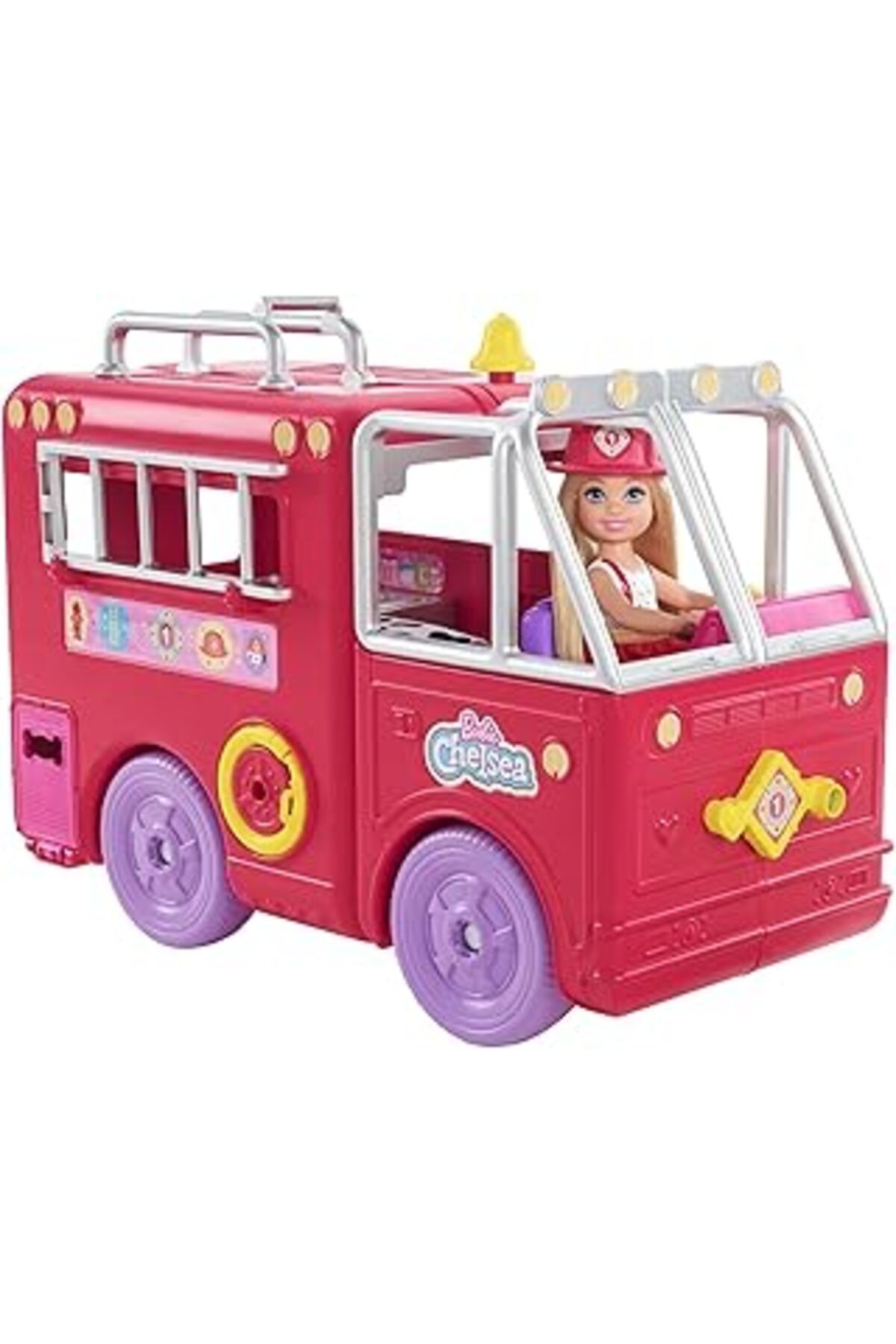 Mu Art Ahşap Barbie Chelsea İtfaiye Aracı Oyun Seti, Chelsea (15 Cm), Itfaiye Aracı, 15'Ten Fazla Aksesuar, Çıka
