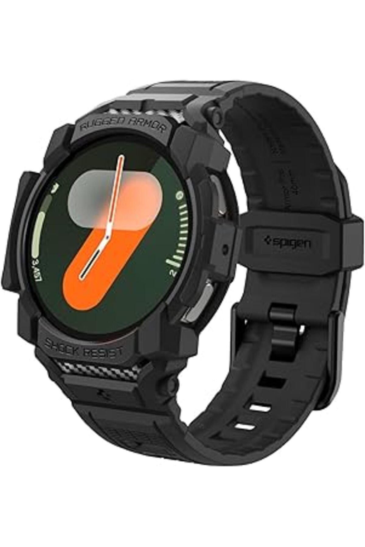 Mu Art Ahşap Galaxy Watch 7 (40Mm) Kılıf & Kordon Kayış Rugged Armor Pro Matte Black - Acs08336