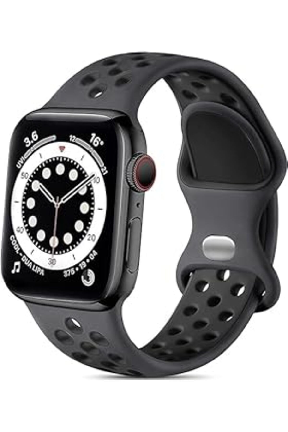 Mu Art Minesk Apple Watch 1/2/3/4/5/6/7/Se/Ultra İle Uyumlu Spor Delikli Silikon Kordon Kayış (38-40-41, G