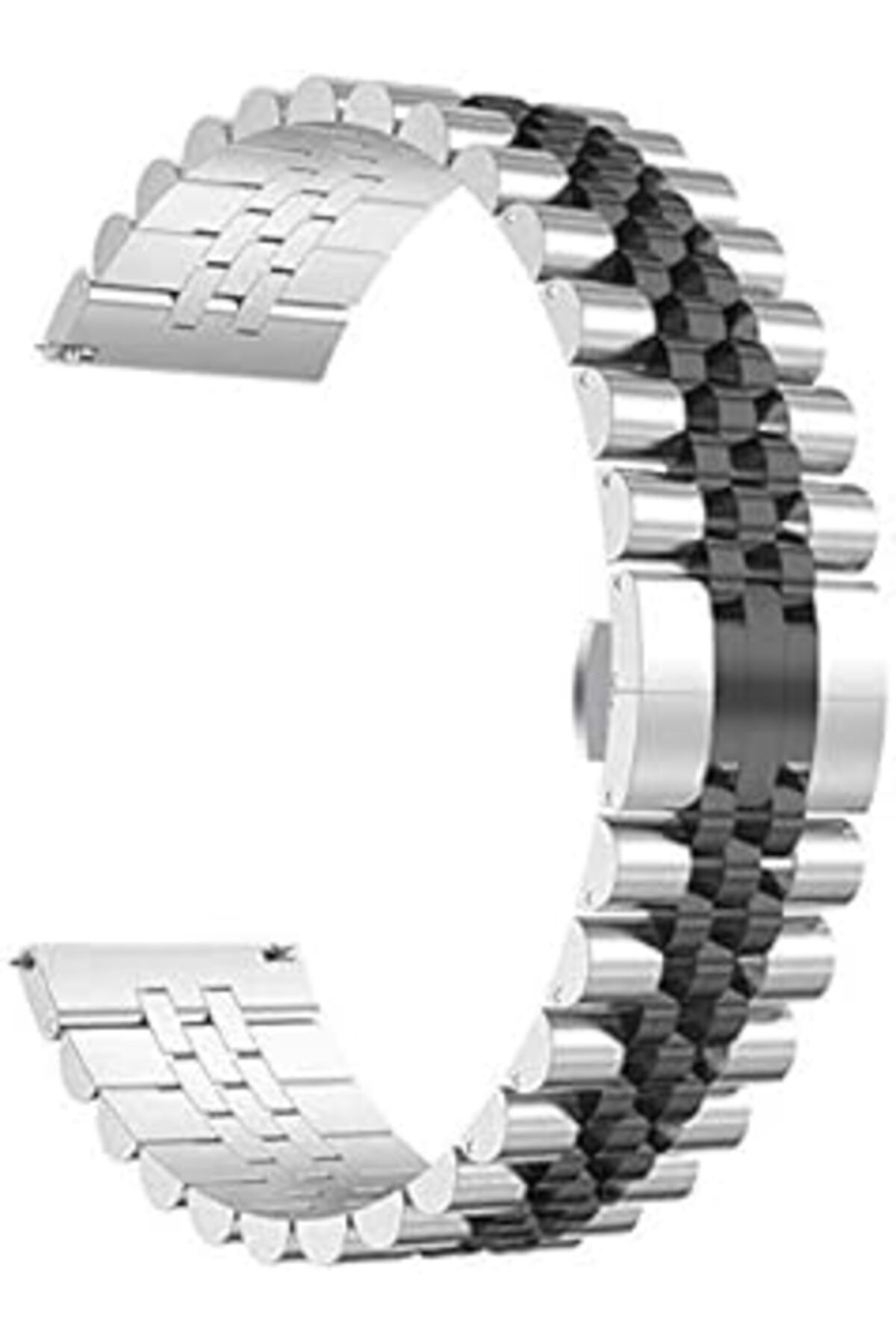 Mu Art Zore Galaxy İle Uyumlu Watch Active 2 40Mm Krd-36 20Mm Metal Kordon, Gümüş-Siyah