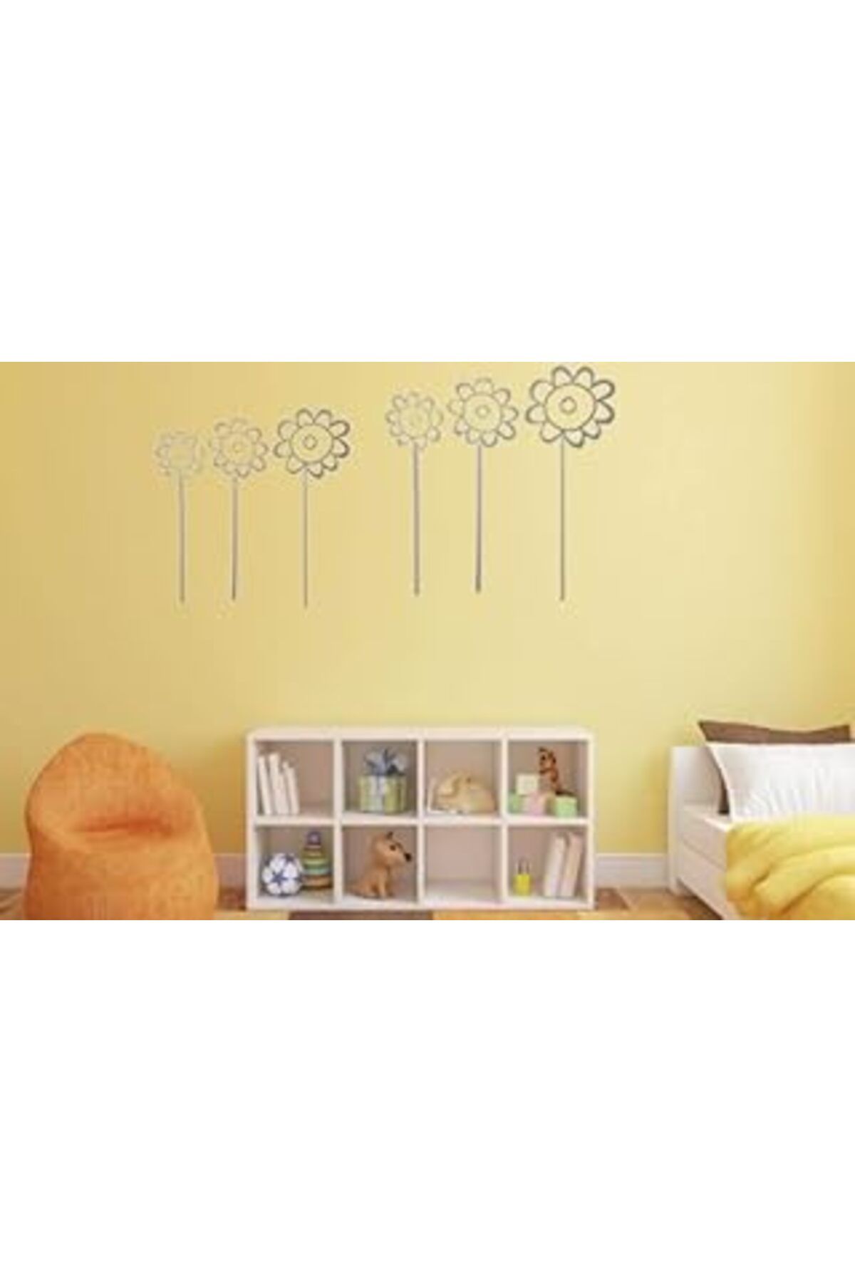 Mu Art Bosphorus Homi Duvar Süsü (Sticker) 2 Adet Gri Papatyali Şeffaf Filmli Pvc 48X33X0,5Cm