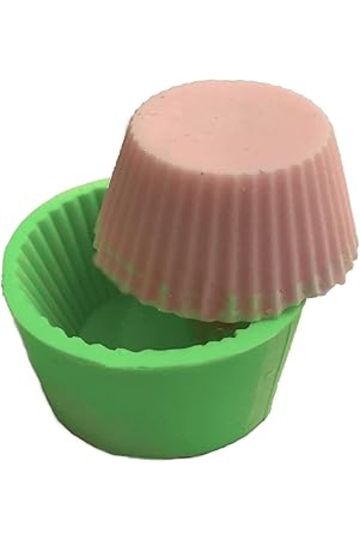 NETWORK ART PARTİ VİTRİNİ Cupcake Şeklinde Silikon Mum Kalıbı 6,5x6,5x3,5 cm (yeşil)