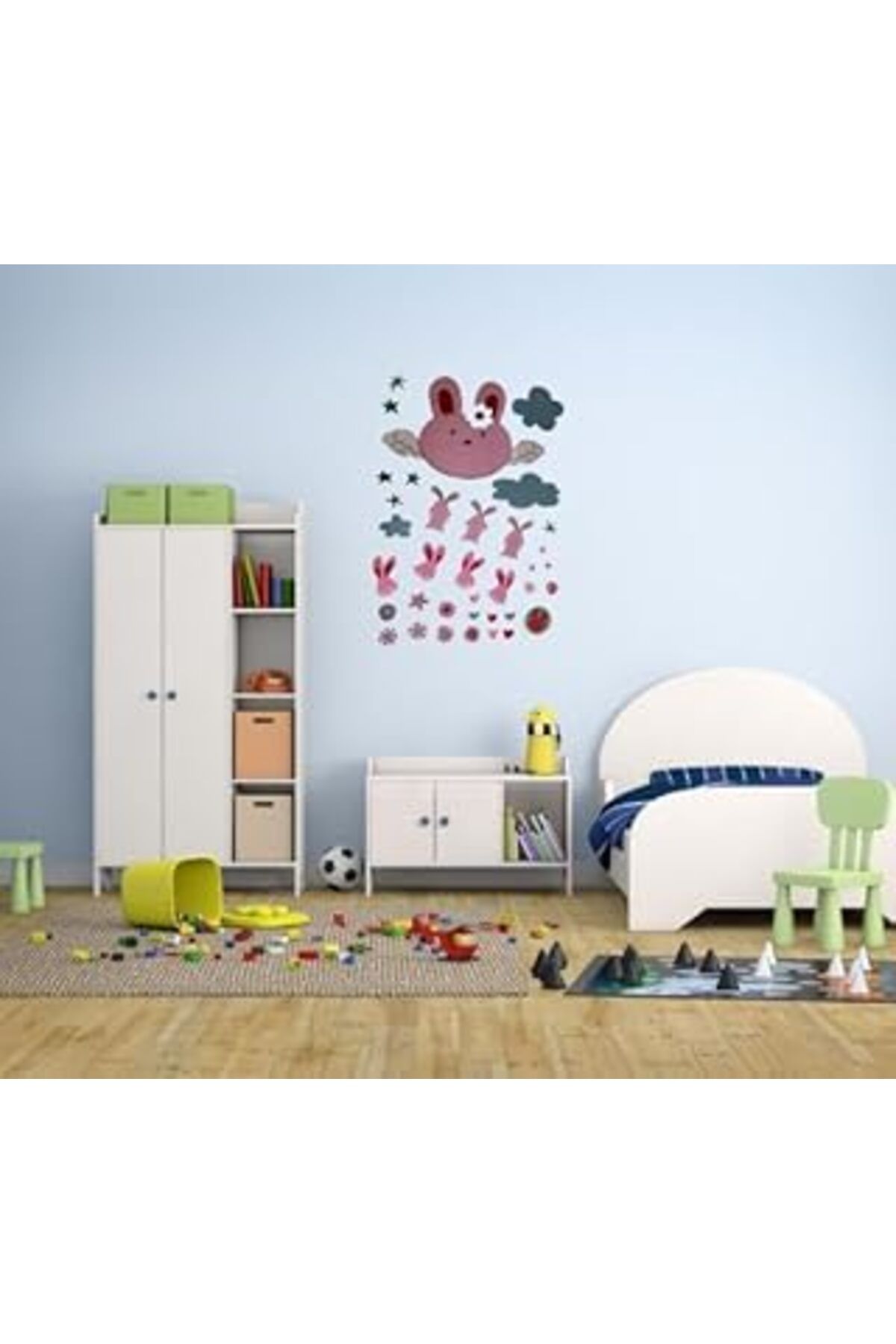 robotrend Bosphorus Homi Duvar Süsü (Sticker) 2 Adet Tavşan Desenli Pvc 70X50X0,5Cm