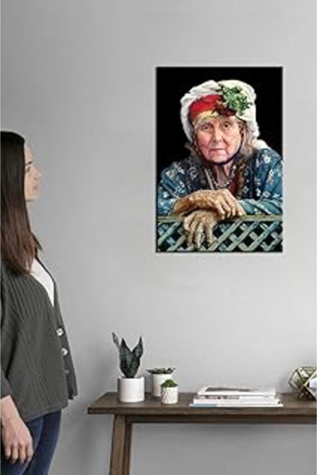 NETWORK ART Talya Tablo Yaşlı Kadın Portre Kanvas Tablo 50x35 no-5441