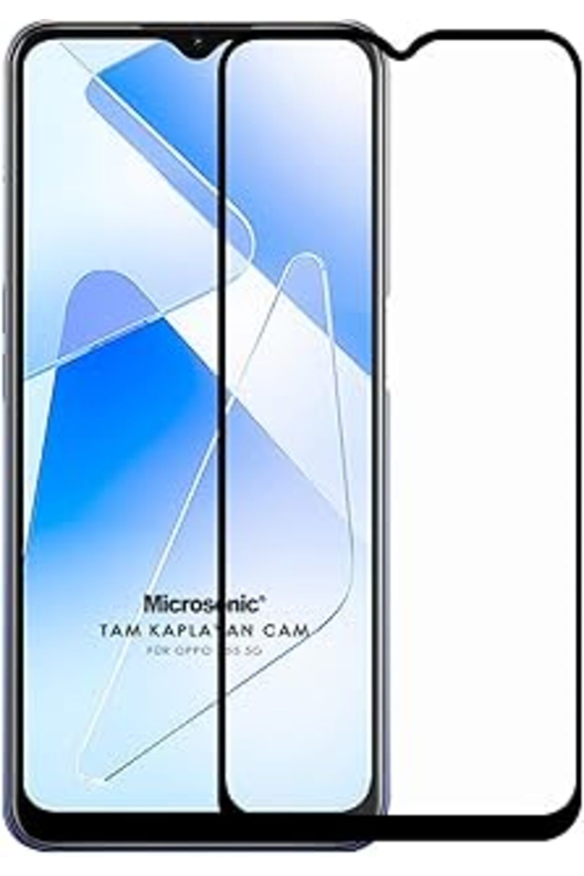 Pazarcan Microsonic Oppo A55 5G Tam Kaplayan Temperli Cam Ekran Koruyucu Siyah