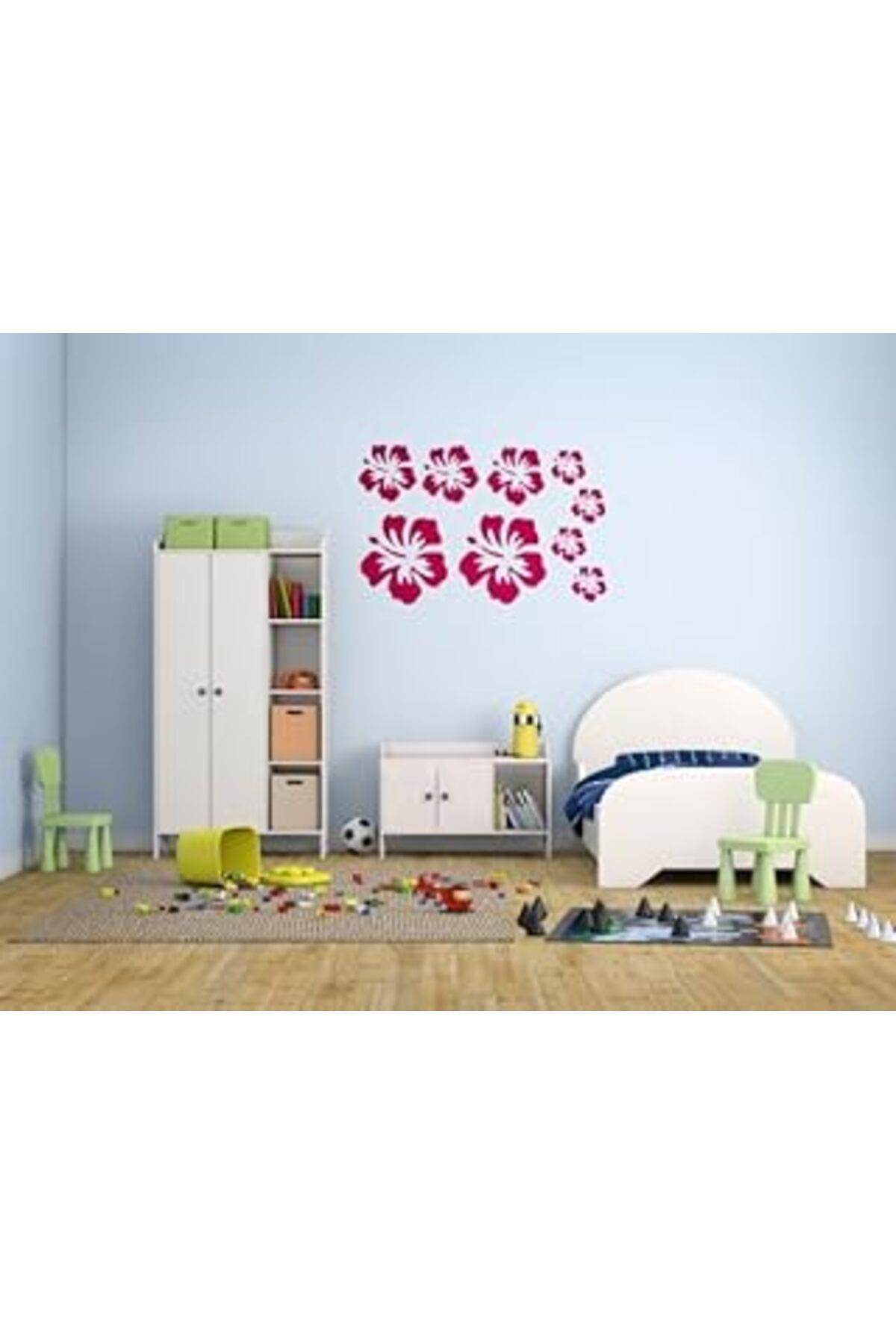 robotrend Bosphorus Homi Duvar Süsü (Sticker) 2 Adet Pembe Çiçekli Şeffaf Filmli Pvc 48X33X0,5Cm