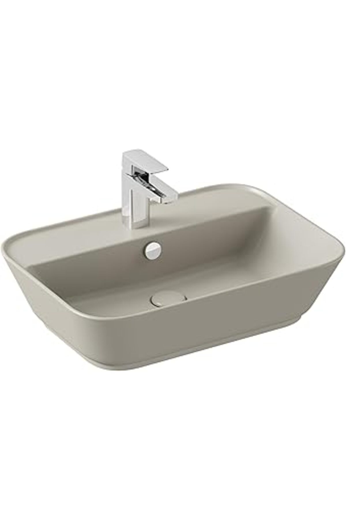 Pazarcan Vitra Geo 7426B020-0001 Dikdörtgen Çanak Lavabo, 60 Cm, Mat Bej