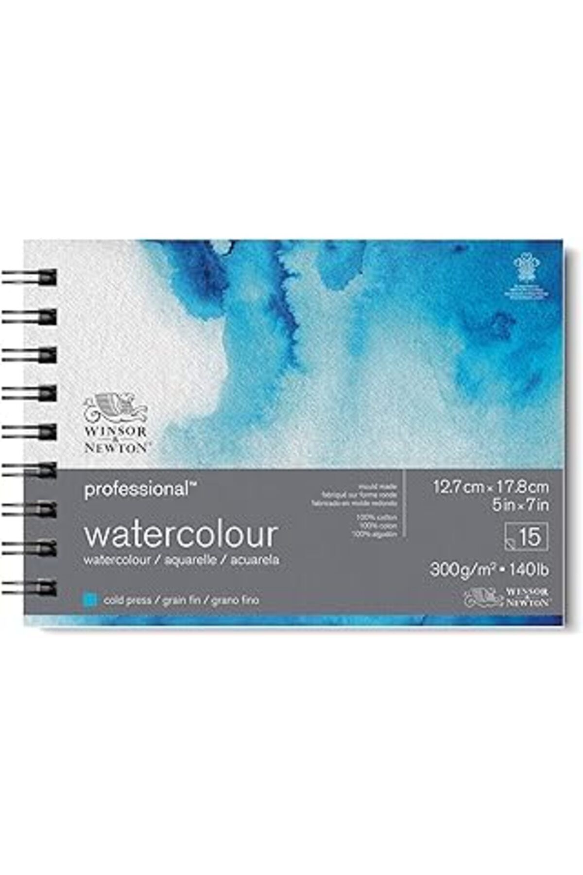 ebadi Winsor & Newton 6662578 Professional Spiral Ciltli Sulu Boya Kağıdı - 15 Yaprak 12,7 X 17,8 Cm, 300