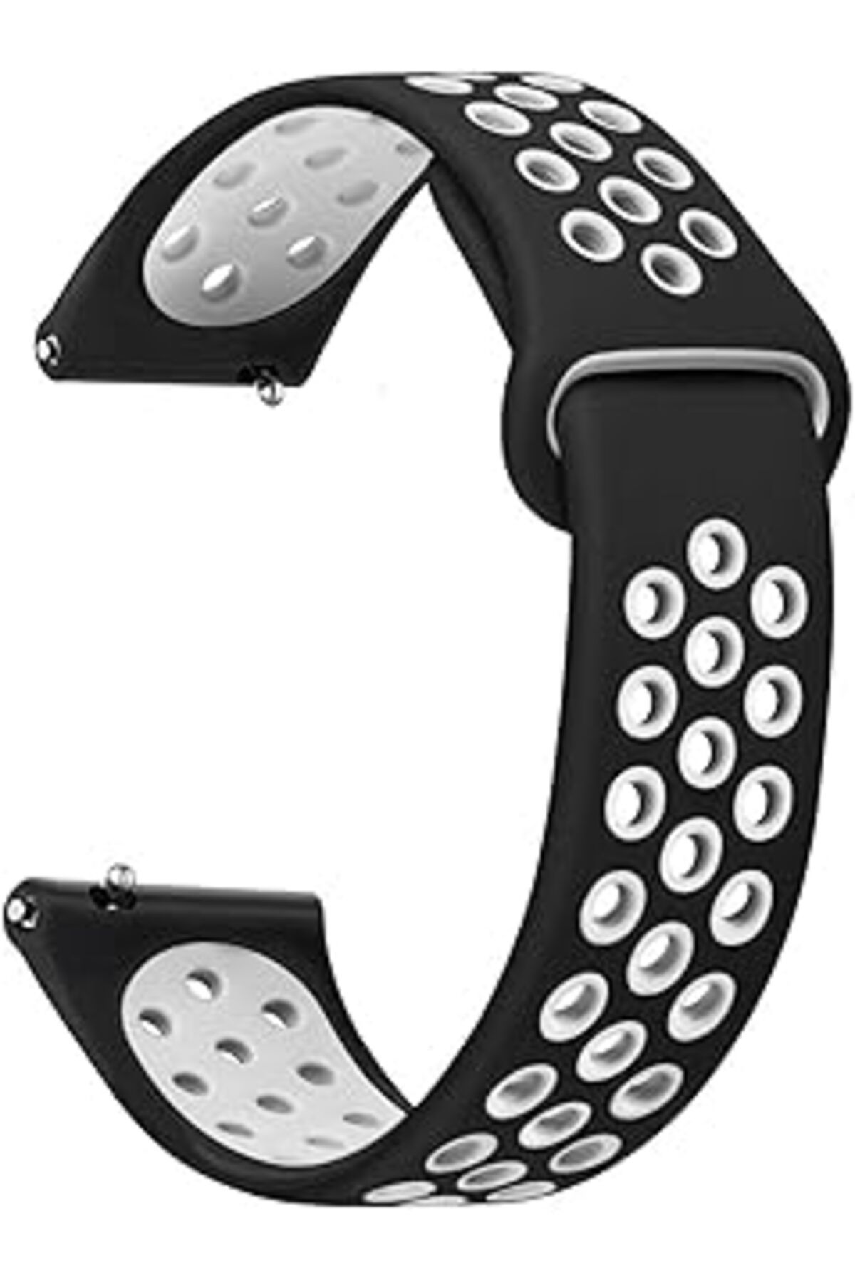 Pazarcan Microsonic Amazfit Gts 2E 42Mm Için Kordon Rainbow Sport Band Siyah Beyaz