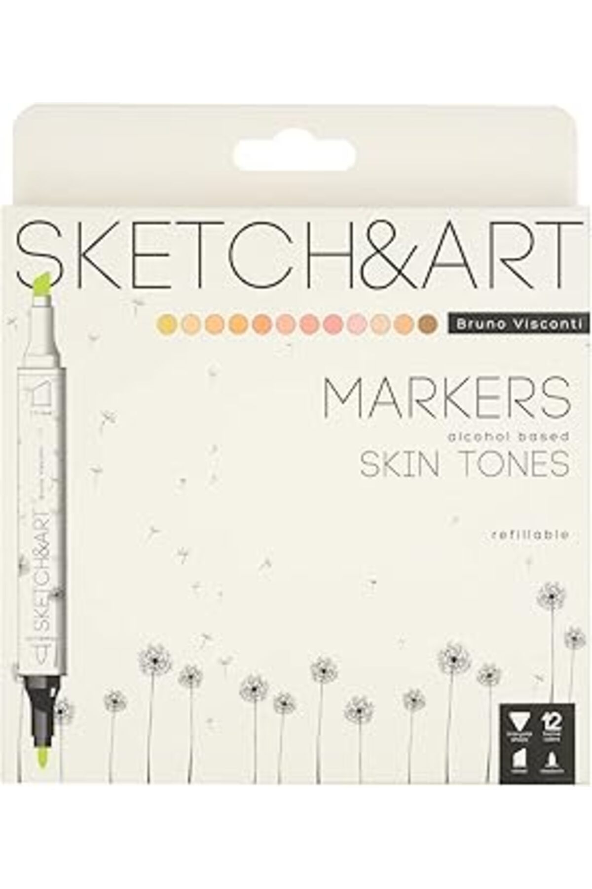 NETWORK ART Bruno Visconti "SKETCH & ART" ÇİFT TARAFLI MARKERS 12 RENK (Portrait)