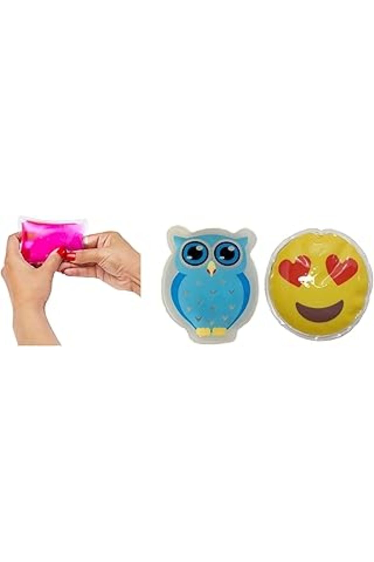robotrend Homi Kalp Emoji Mavi Baykuş Cep Sobasi,El Isitici,2 Adet Sicak Su Torbasi Pvc 9Cm