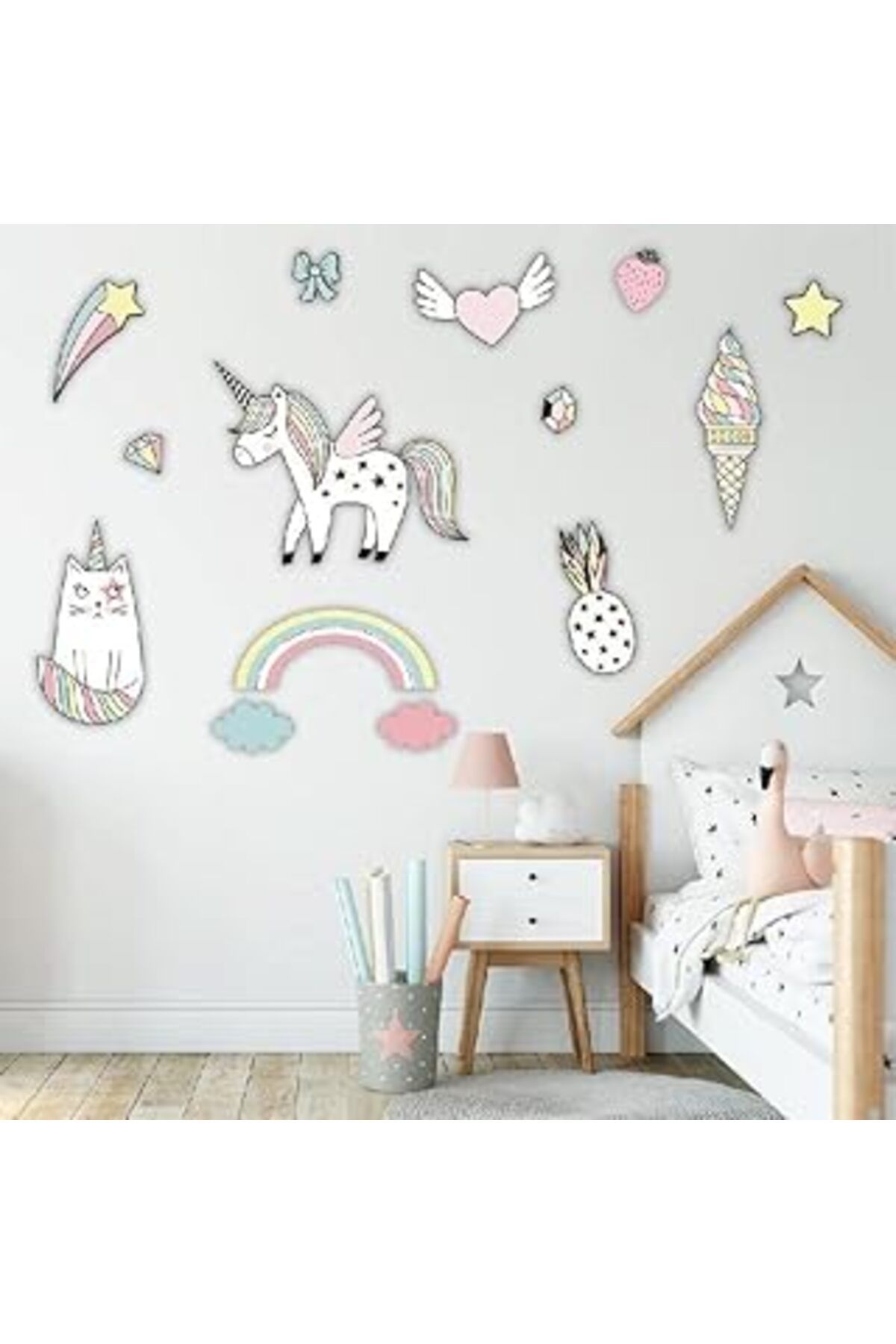 Mu Art Bebek Çocuk Odası Duvar Süsü Ev Dekorasyon Mdf Uv Baskı Ile Canlı Renklerde Eğlenceli Tasarımlar Md