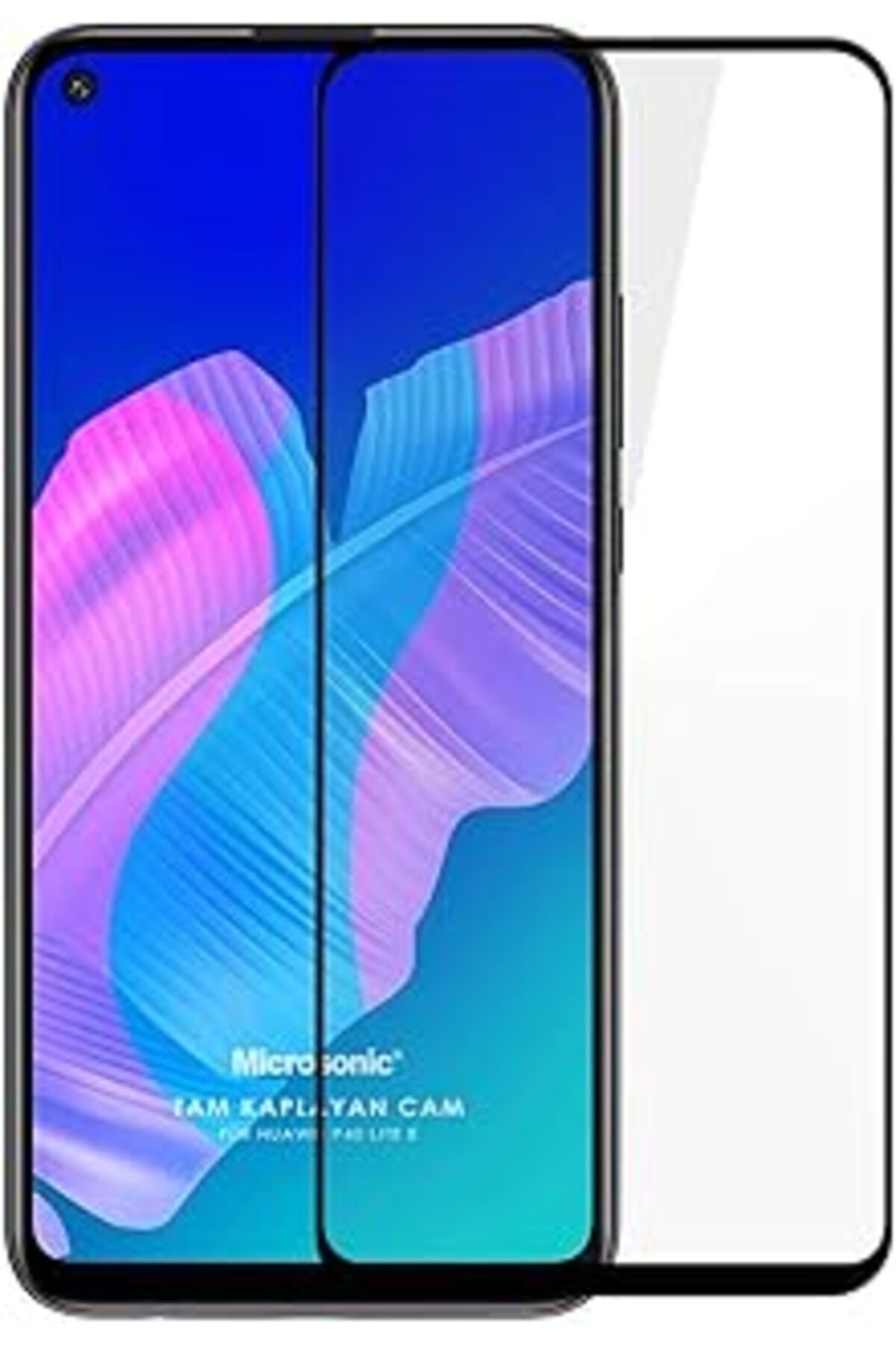 Karachil Microsonic Huawei P40 Lite E Tam Kaplayan Temperli Cam Ekran Koruyucu Siyah