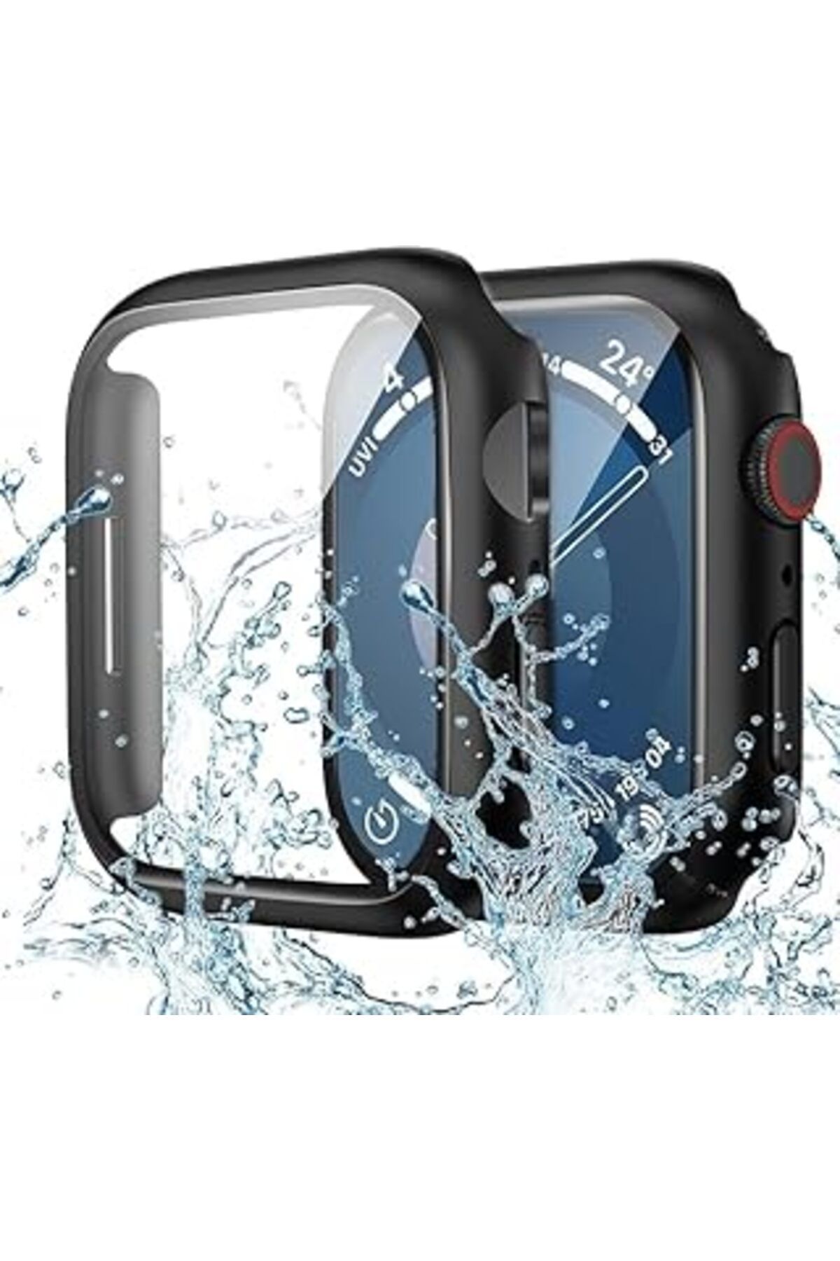 robotrend Power Es Tüm Apple Watch Serileri İle Uyumlu Tam Kaplayan Siyah Renk Full Kasa Ve Ekran Koruyucu Ak