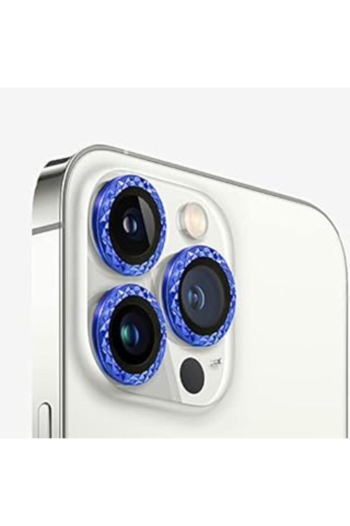 Pazarcan Minesk İphone 12 Pro Max Uyumlu Alüminyum Alaşım Elmas Kesim Çerçeveli Tempered Glass Kamera Lens K